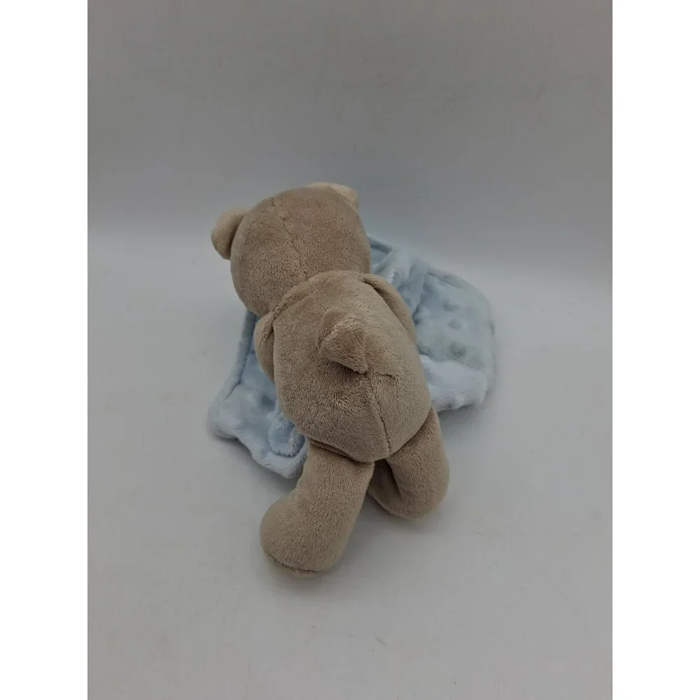 Carters Child of Mine Bear Plush Blue Lovey Minky Dots Rattle Security Blanket - Picture 3 of 7